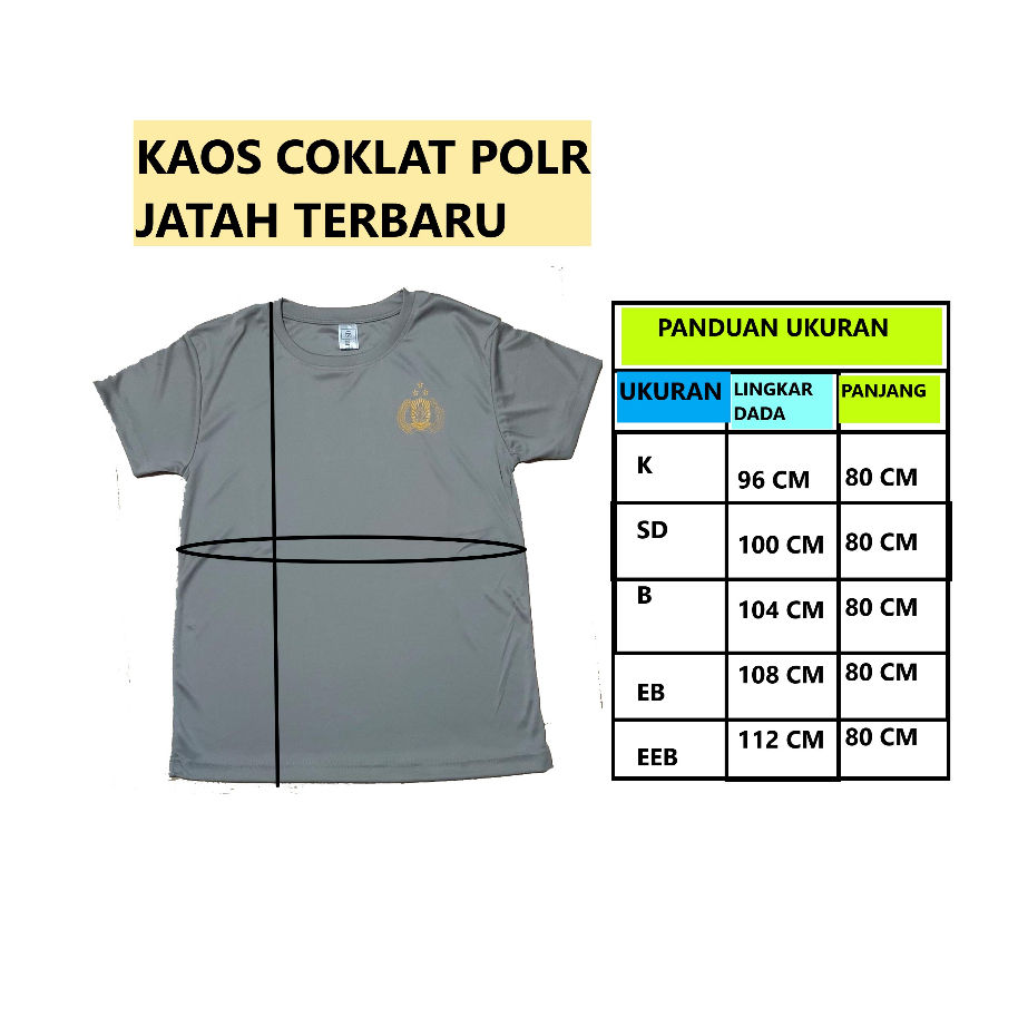 KAOS COKLAT POLRI ASLI JATAH PEMBAGIAN BAHAN JERSEY