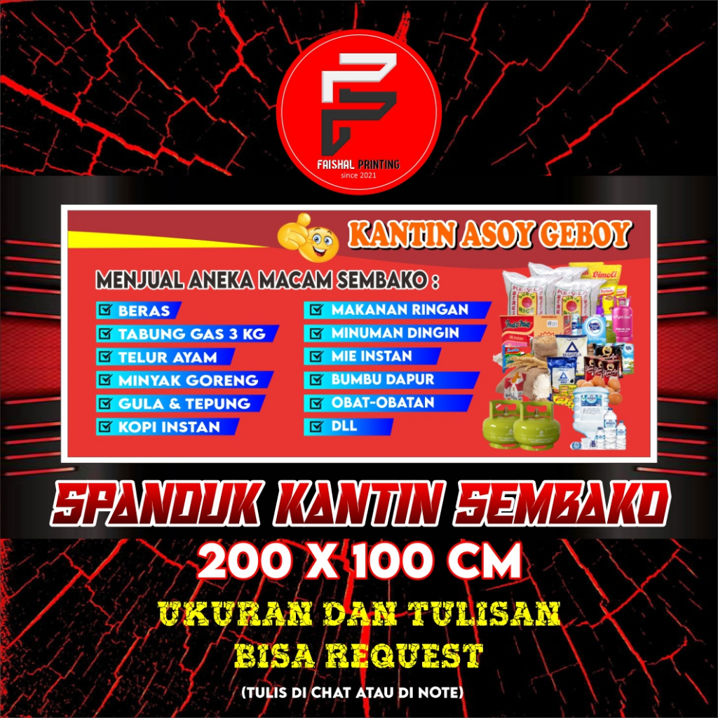 Spanduk Warung Sembako / Banner Toko Sembako Ukuran 2 x 1 meter