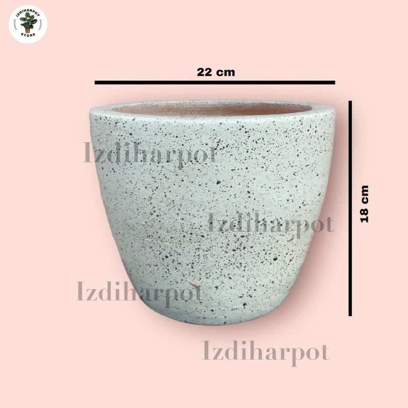 POT BUNGA TANAMAN GERABAH TANAH LIAT MOTIF SPRINKLE PUTIH D22 - SPRINKLE PUTIH