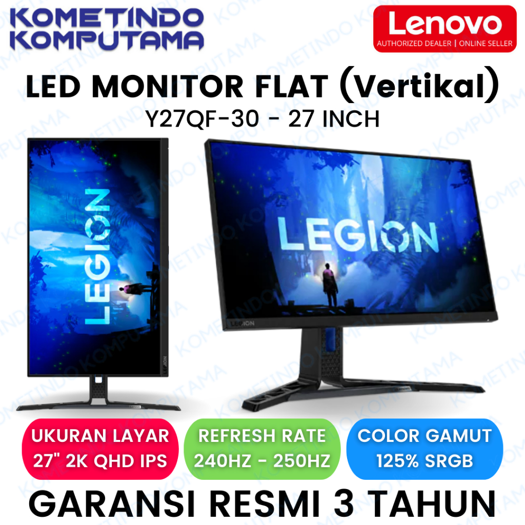 Y27QF-30 27&quot; LED Monitor Gaming Lenovo Legion 2K QHD IPS 250Hz 99%sRGB Garansi Resmi