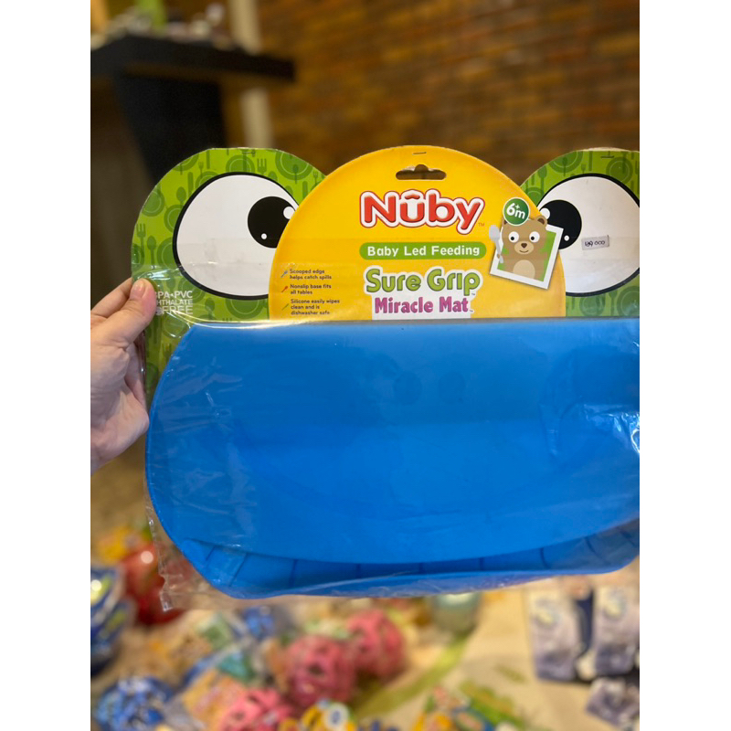 Nuby kid frog silicone placemat - piring makan silikon blue