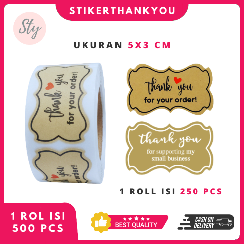 

250 Pcs/Rol Stiker Thank You for Your Order Besar