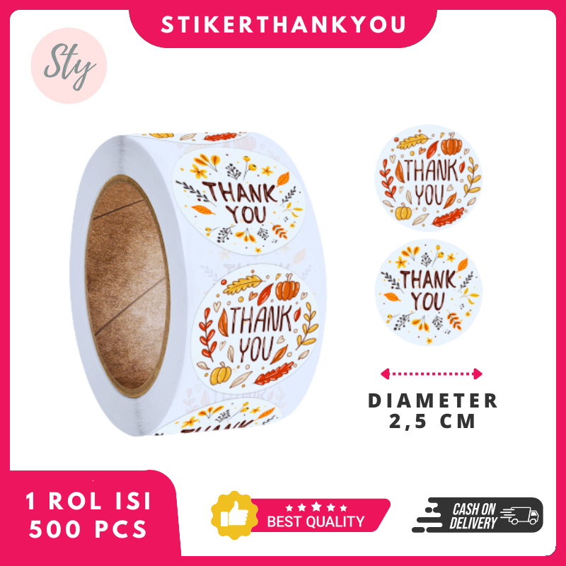 

500 Pcs/Rol Stiker Thank You Vintage