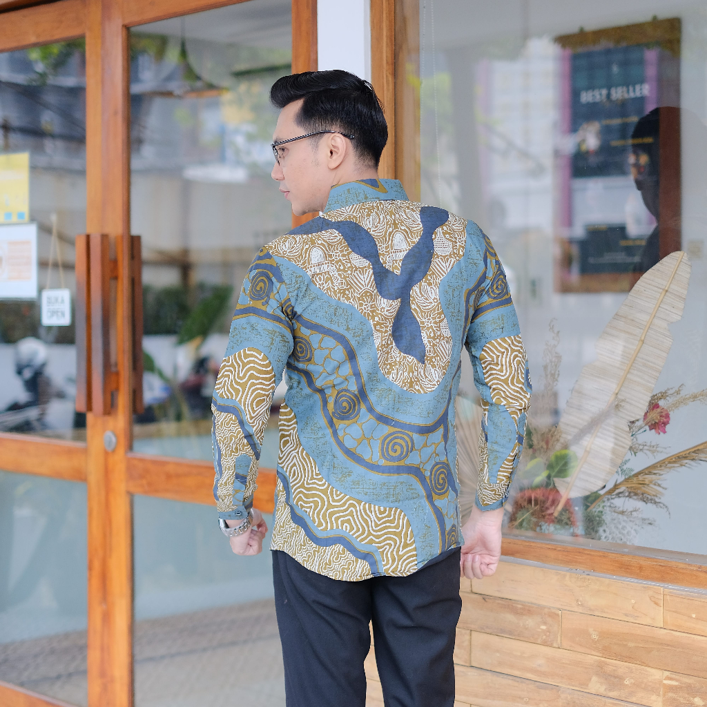 Kemeja Batik Pria Original Solo Batik Kertojoyo Lengan Panjang Terbaru Moyif Terlaris Lapis Furing