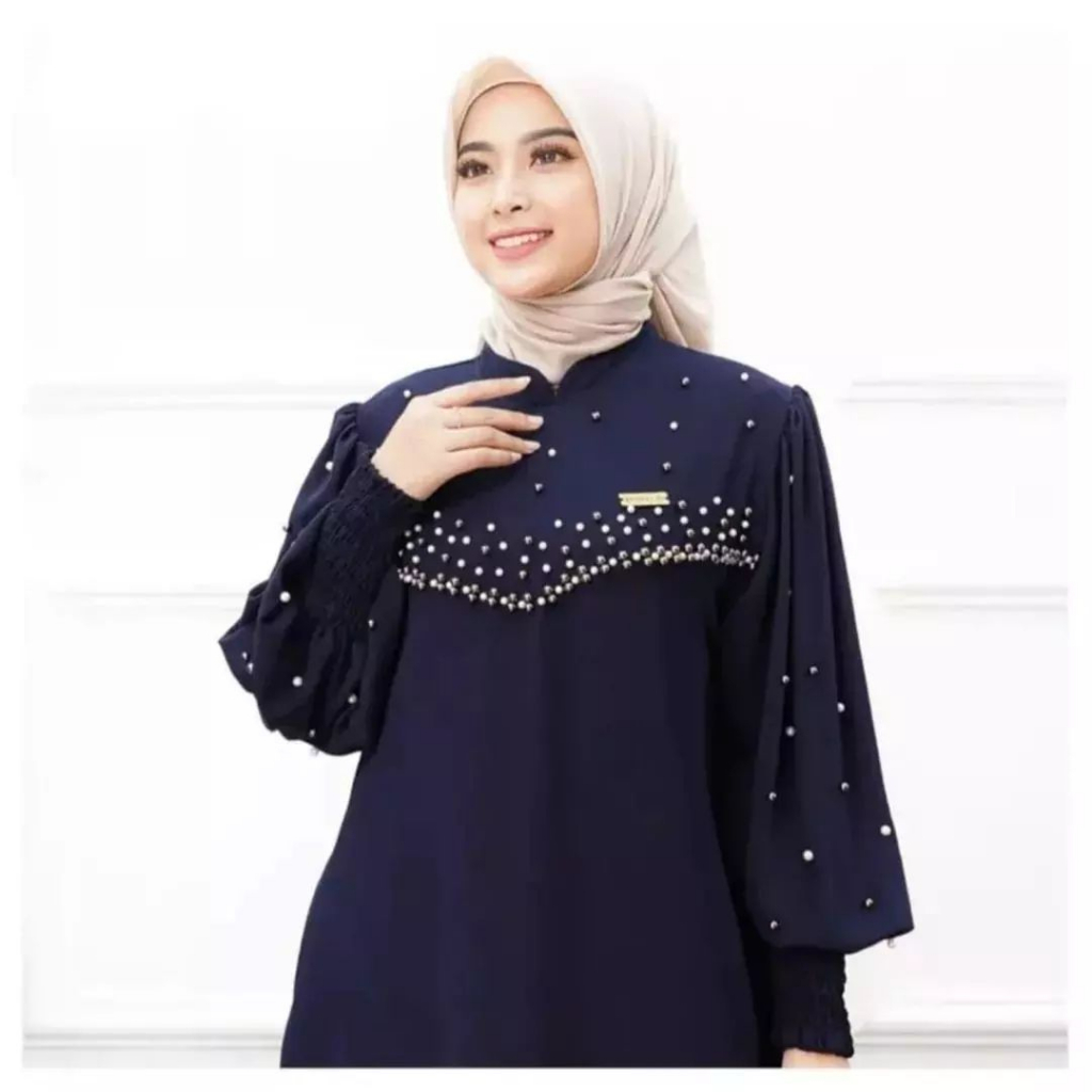 Baju Gamis Wanita Jumbo / Oversize Vioni Dress Size L XL XXL Muslim Wanita Kondangan Gaun Pesta Mewah Zipper Belakang Model Tangan Balon Terpopuler Wedding Dress Matt Cringkle Mix Mutiara Gamis Firlya Maxy