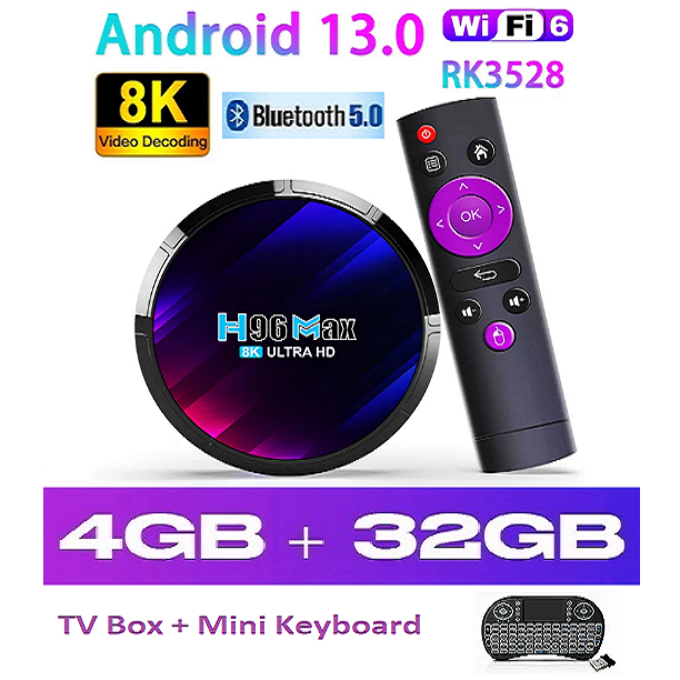 Android TV Box H96 MAX 4GB 32GB Bluetooth Miracast Resolusi 4K