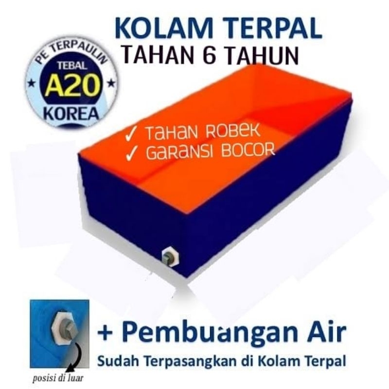Kolam Terpal Ikan Kotak 400x300x120 / 300x400x120 / 4x3x1,2 / 3x4x1,2 Untuk Budidadya Ikan