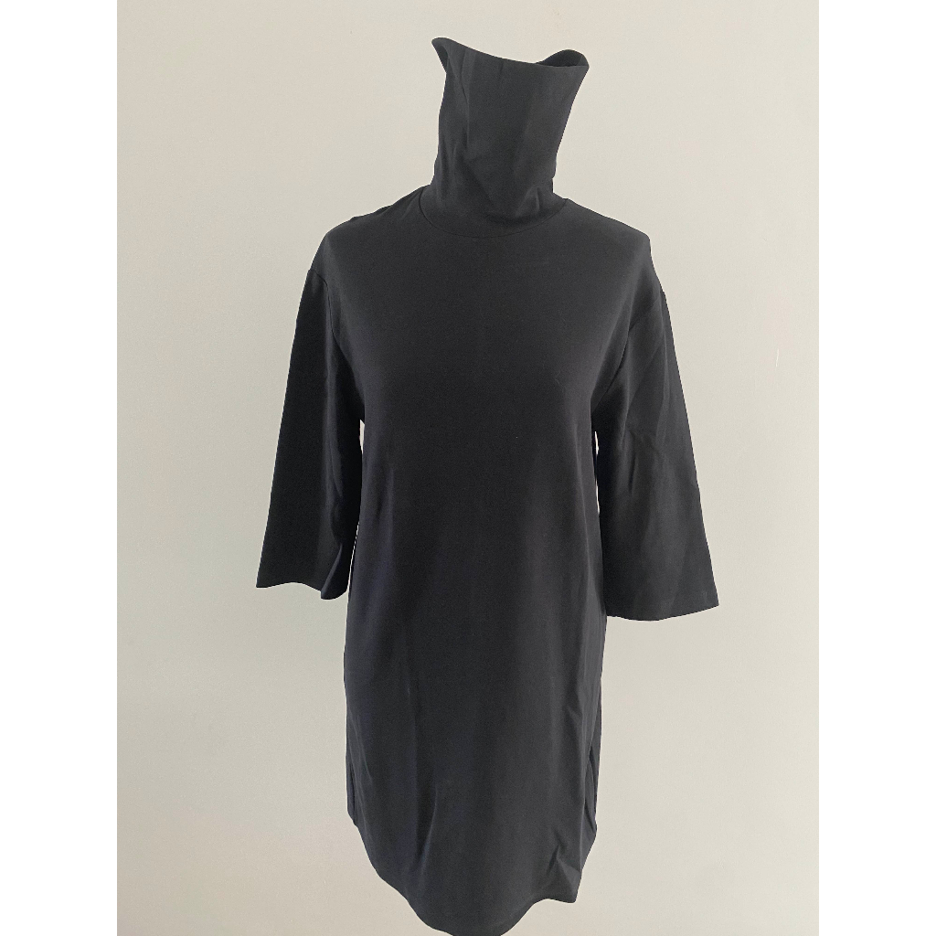DRESS BASIC ZARA TURTLE NECK MADE IN BANGLADESH ASLI ORIGINAL S LENGAN 3/4 MINI DRESS SWEATER PAKAIA