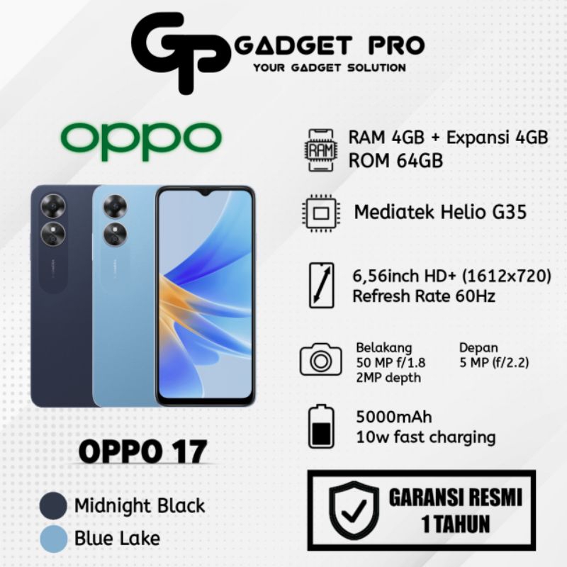 OPPO A17 (RAM 4GB + EXPANSI RAM 4GB)