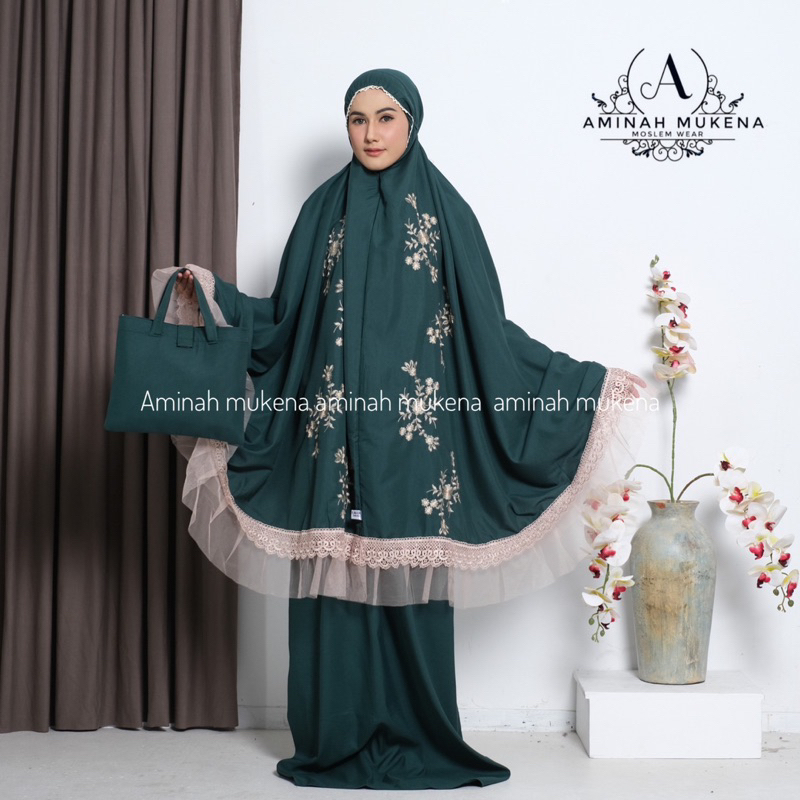 Mukena Bordir PREMIUM Dewasa Teratai Renda Tileu Mewah Aurel