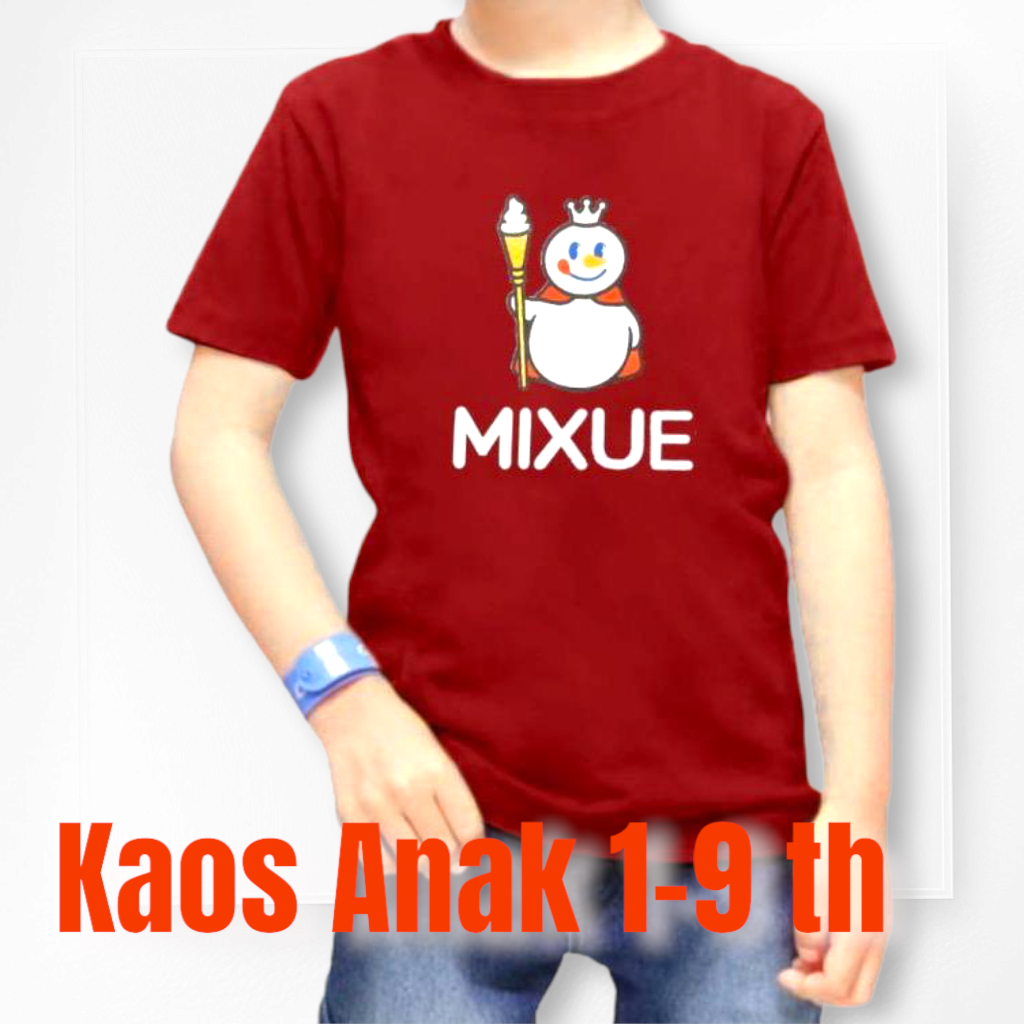 Kaos Anak Mixue Laki Cowok Cowo Perempuan Kaos Oblong Anak Laki Laki Harian Murah Bahan Katun Combat Unisex