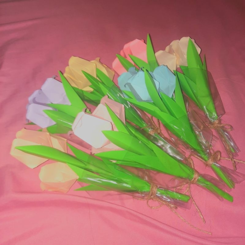 BUKET BUNGA TULIP KERTAS ORIGAMI