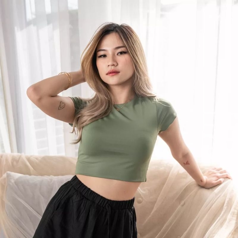 Izz - CROP TOP DOUBLE LAYER JERSEY KOREA / ATASAN WANITA