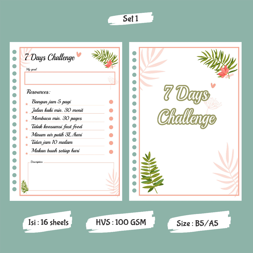 

Challenge 7 days - Binder Loose Leaf A5 & B5 - Simple Design