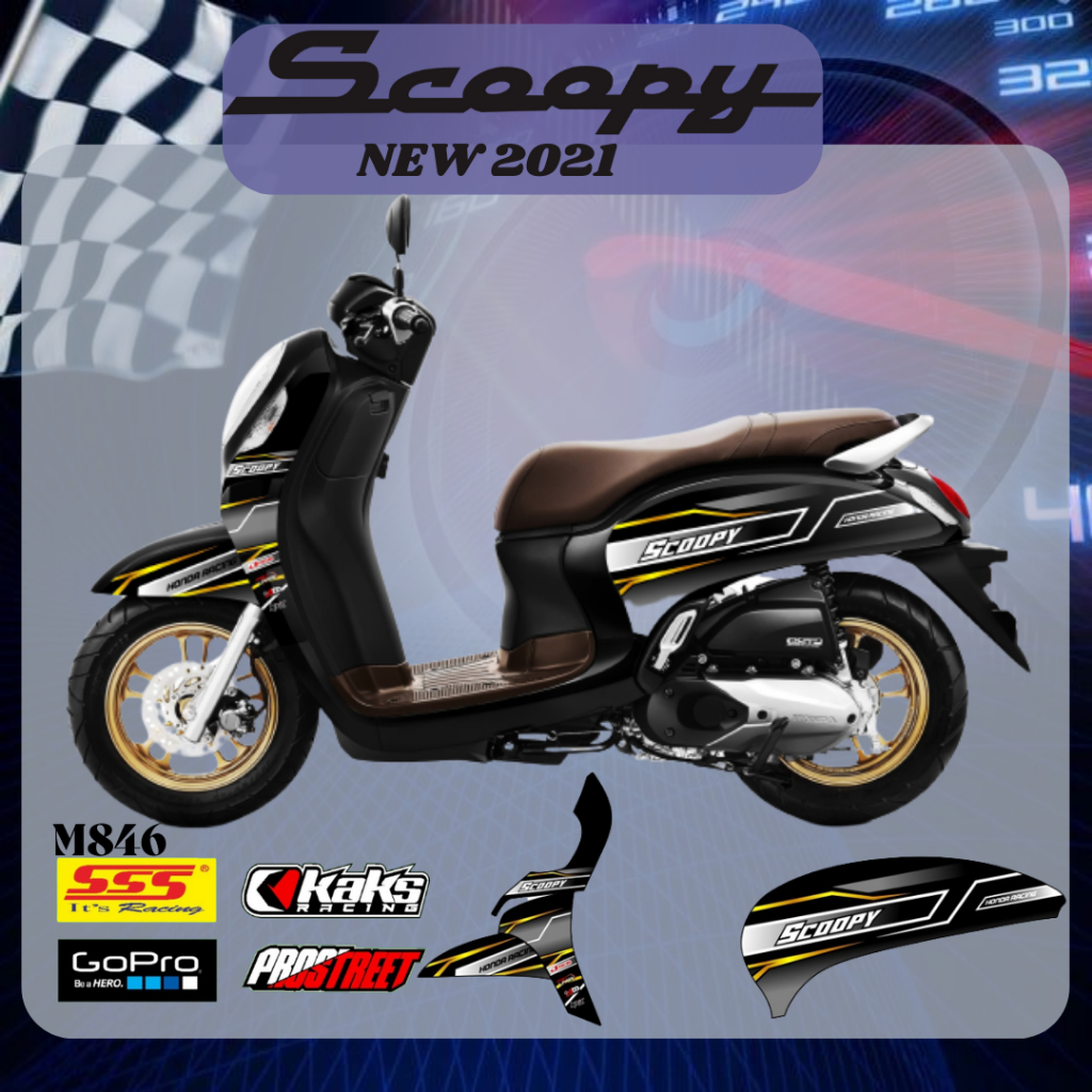 STIKER STRIPING MOTOR SCOOPY NEW 2021 Terbaru KODE M846 - Sticker Decal Print List Variasi  Motor Ho