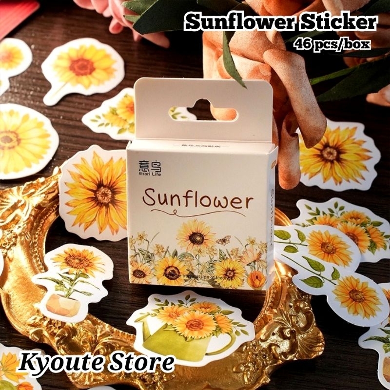 

46 pcs Sticker Bunga Matahari Sunflower Aesthetic Flower Dekorasi Journal Scrapbook