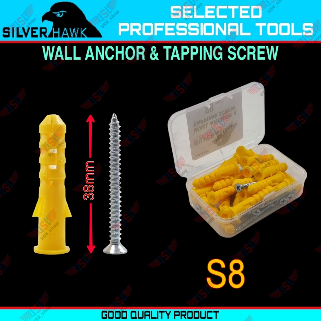 Angkur Baut Set Tembok sekrup Dinding Tembok Angkur Nylon Wall anchor