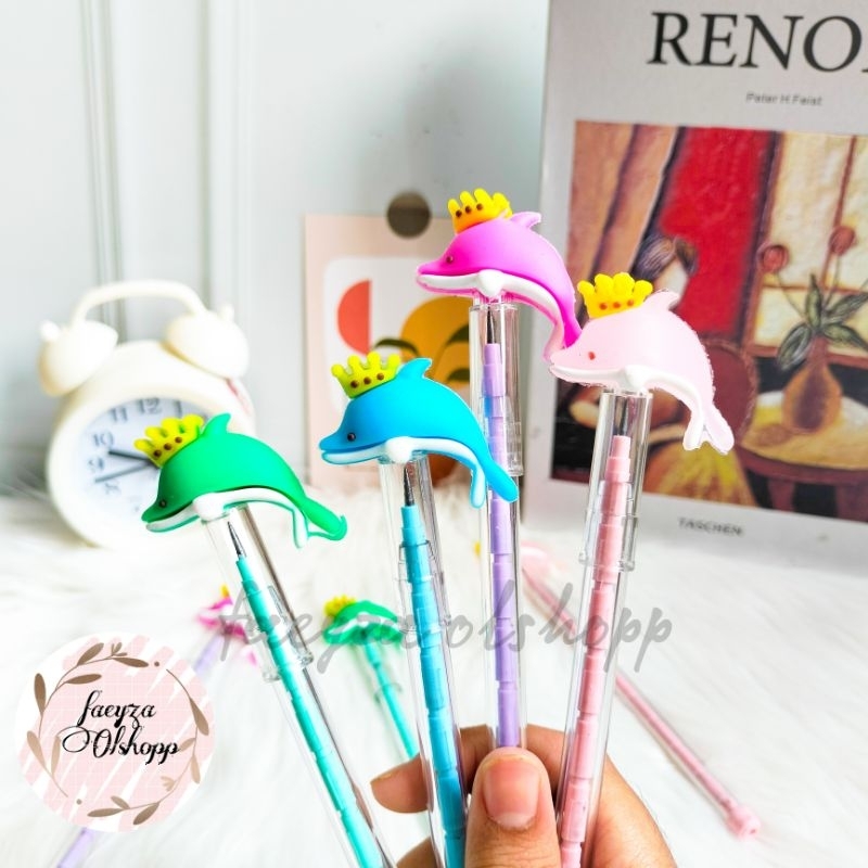 

Selusin/12pcs pensil lumba-lumba pensil susun alattulis sekolah pensil lucu viral kekinian