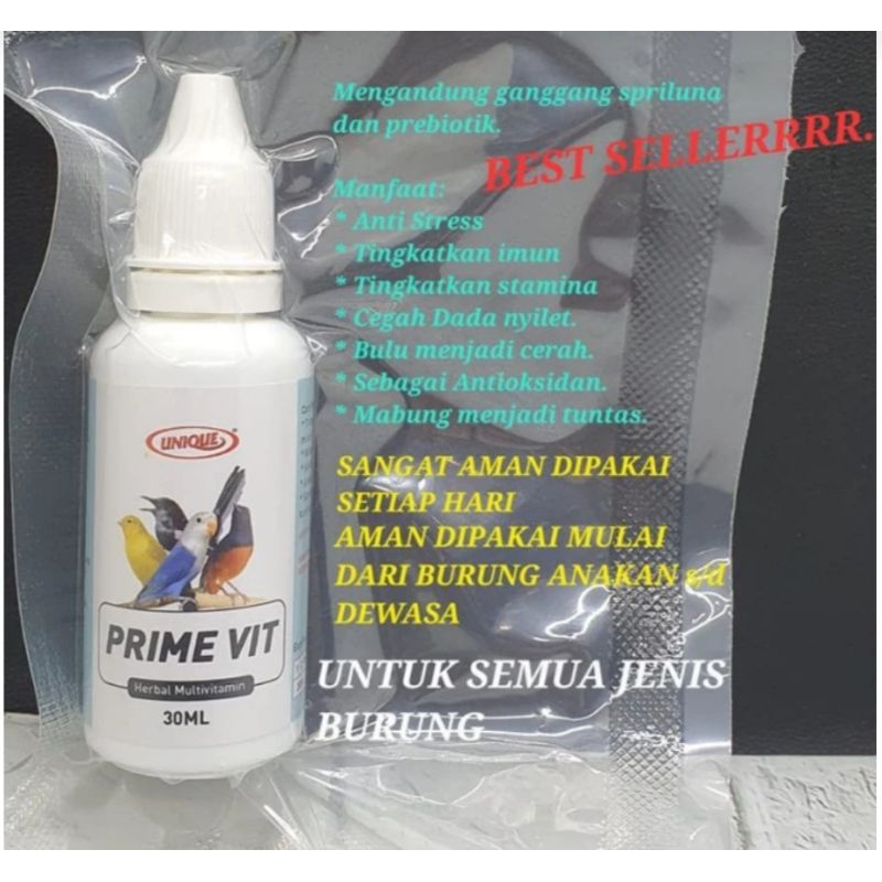 Prime Vit Unique Vitamin Harian Burung Import Vitamin Murai Kacer Anis Ijo