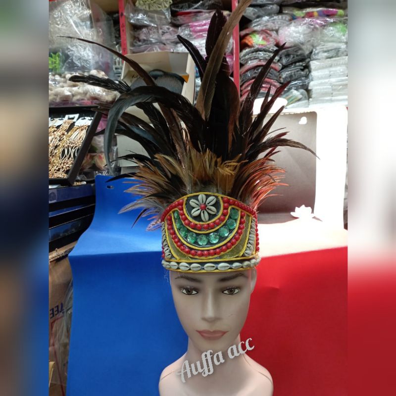 Bando Adat Bulu / Hiasan Kepala Cowok Adat/ Topi Hiasan Kepala Anak Laki Laki