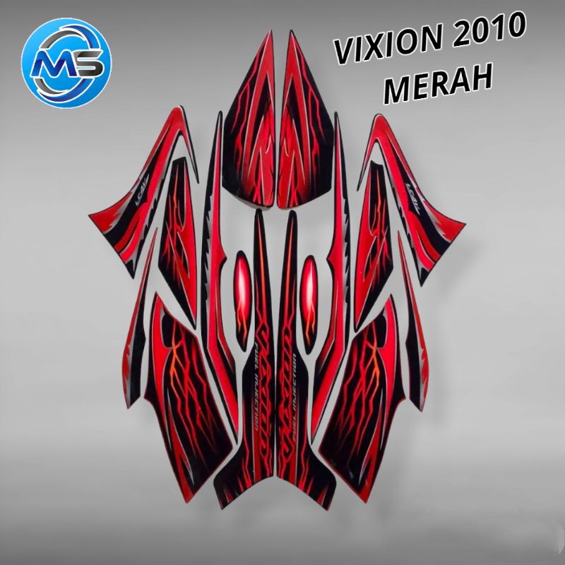 Stiker Striping Motor Vixion 2010 Merah  Sticker Lis Body Standar