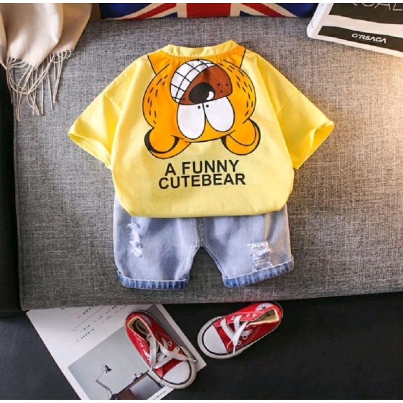 setelan baju anak laki laki terbaru setelan jeans anak 1-5 tahun