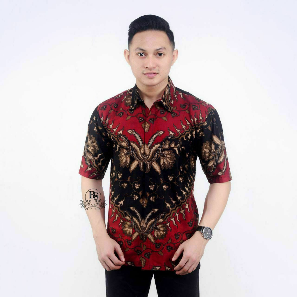 TERBARU Kemeja Batik Pria Lengan Pendek MAHKOTA Hem Baju Batik Pria Lengan Pendek M L XL XXL