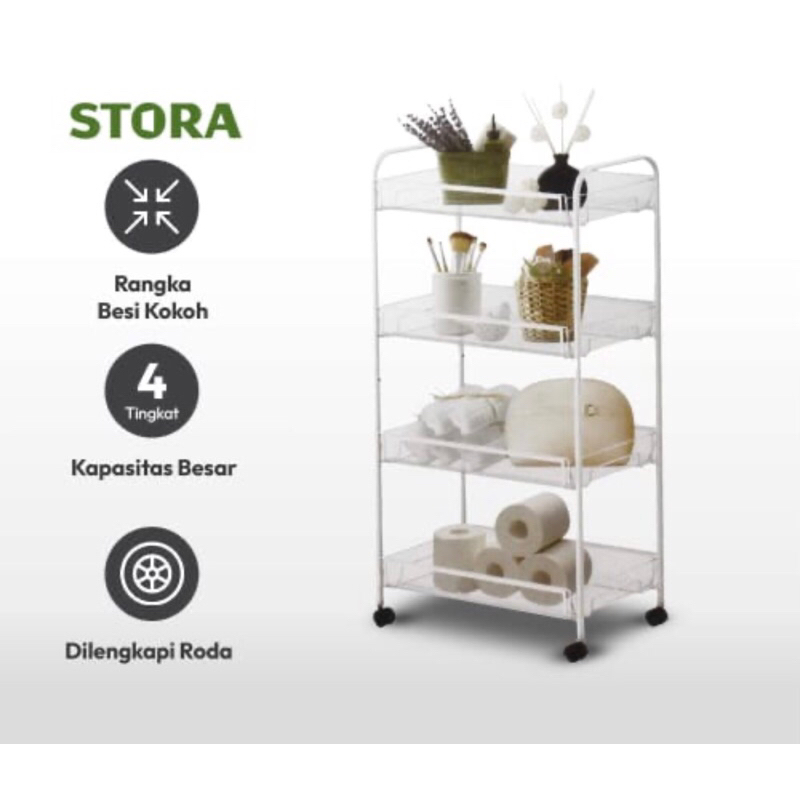 KRISHOME RAK TROLY BESI PENYIMPANAN SERBAGUNA 3 &amp; 4 TINGKAT PUTIH/ACE HARDWARE STORAGE TROLLEY 4TIER