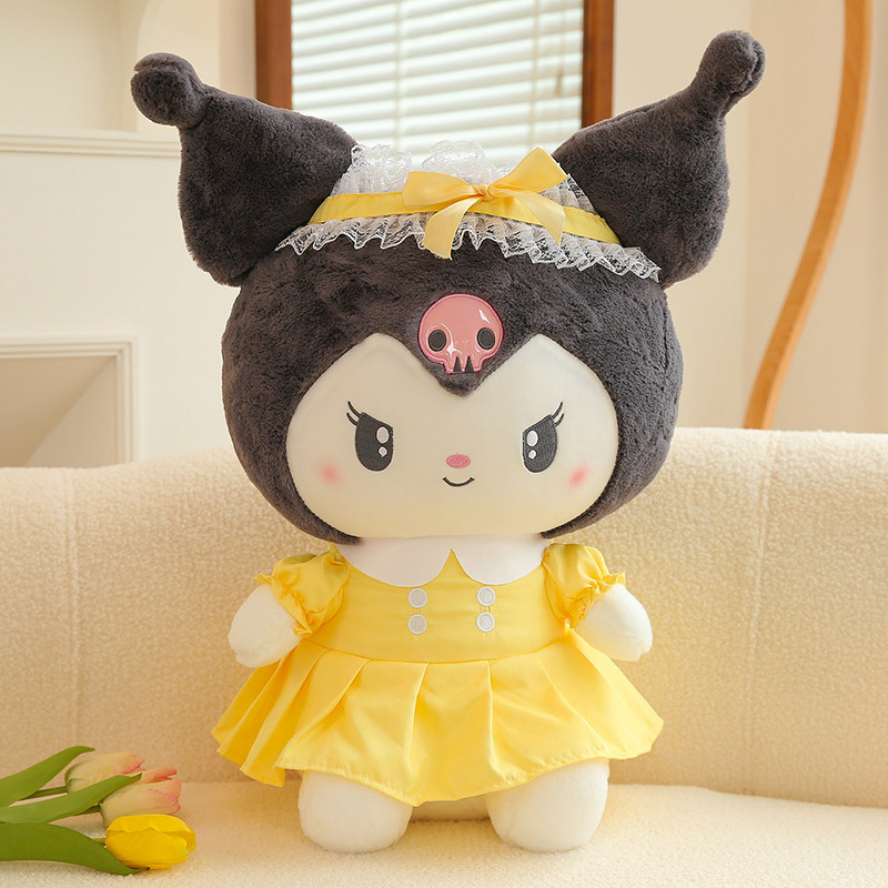 Mainan Boneka Anak Perempuan Pakai Rok Boneka Karakter Kartun Sanrio Kuromi My Melodi Bahan Plush Halus Lembut Ukuran 35cm