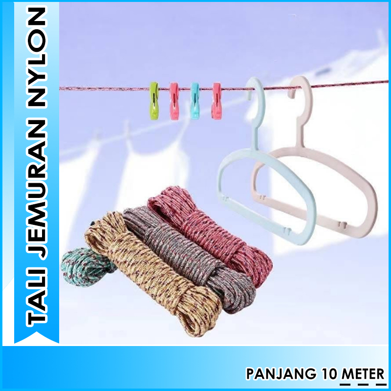 Tali Jemuran Baju 10 Meter Tebal Dan Kuat Nylon Tali Tambang 5mm Portabel