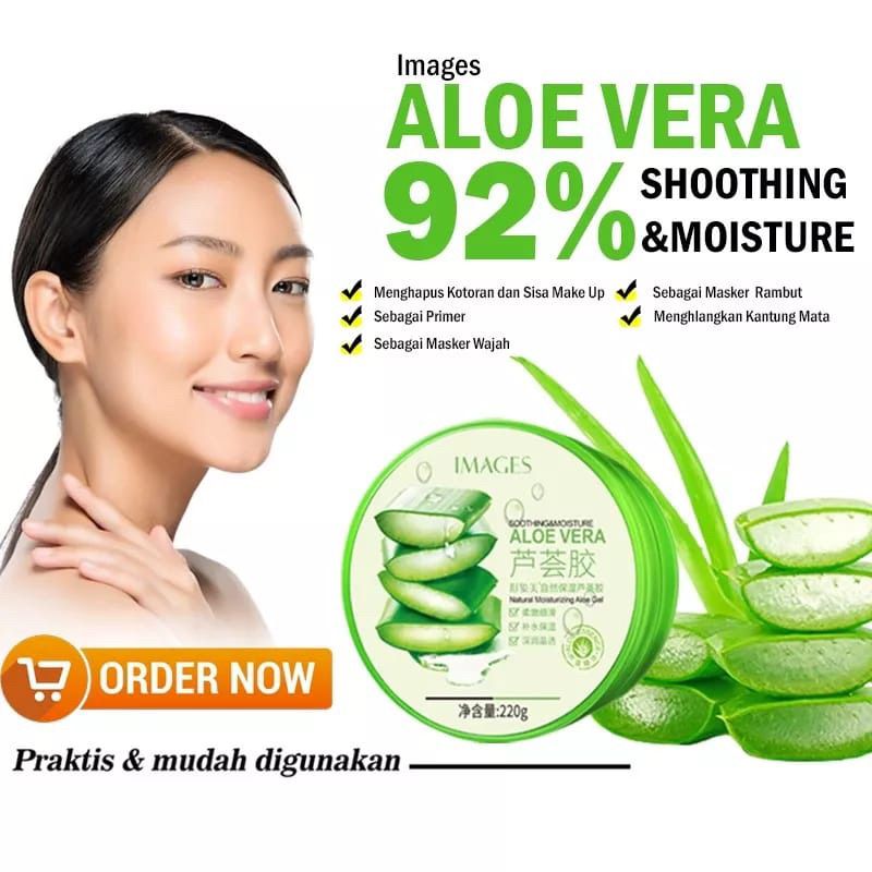 REAL INSTANT TERCEPAT{Gratis Ongkir}Cod Termurah Masker wajah Aloe Vera IMAGES Aloe Vera soothing Gel 220 gram