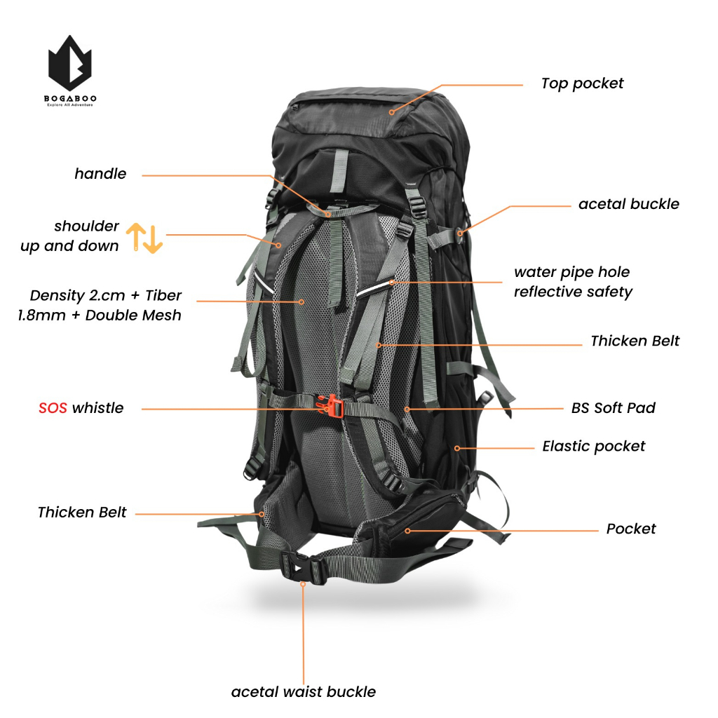 BOGABOO TAS KERIL Morigus 60 Liter +Cover Bag - TAS CARRIER - CARIER - tas Carrier ultralight - tas pendaki pria dan wanita - tas ransel gunung - tas gunung