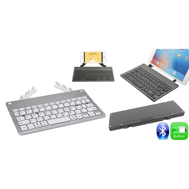 Keyboard Bluetooth Wireless Mini Lipat With Holder