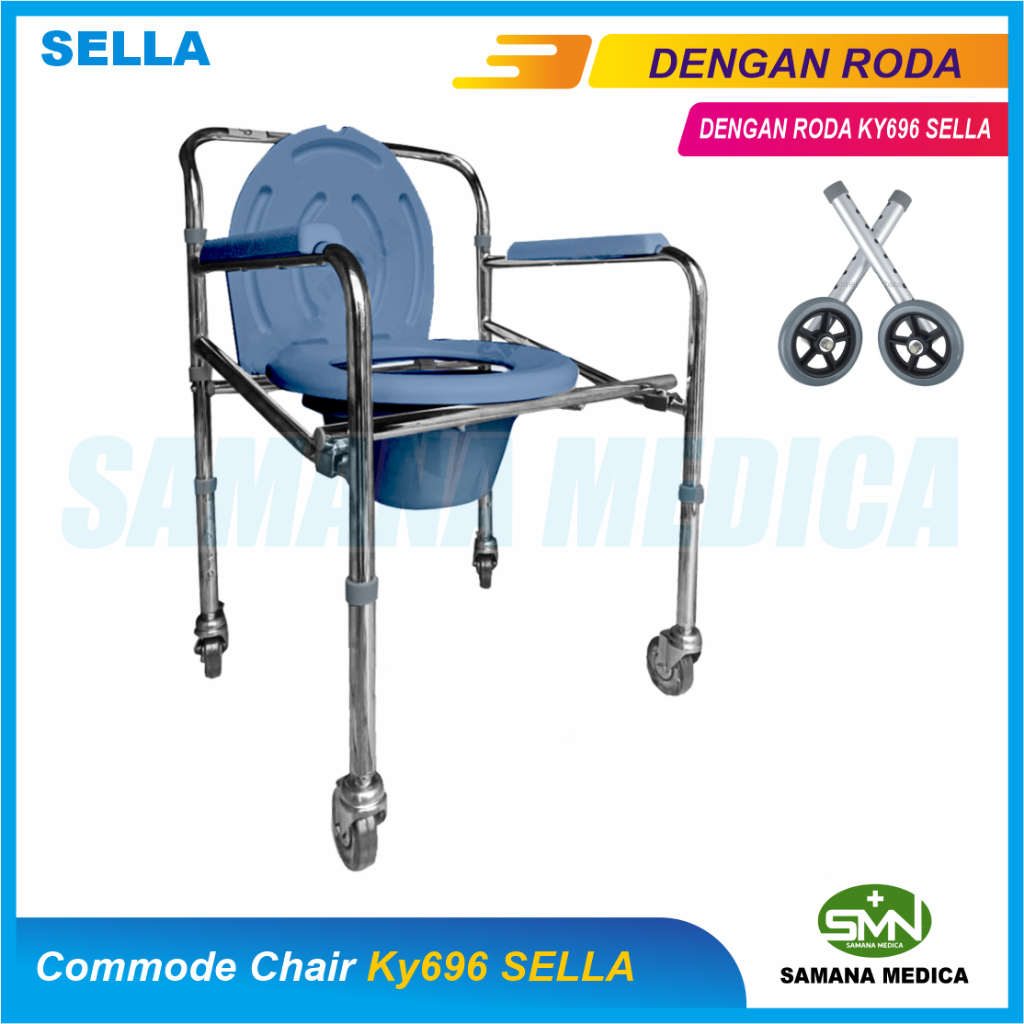 Commode Chair SELLA KY696 Kursi Toilet Commode chair BAB dengan Roda Bisa Dilipat
