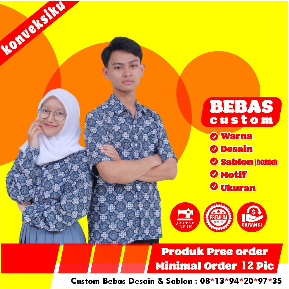 SERAGAM BATIK SD/SMP/SMA BATIK NASIONAL / BATIK CUSTOM - BATIK SEKOLAH ANAK