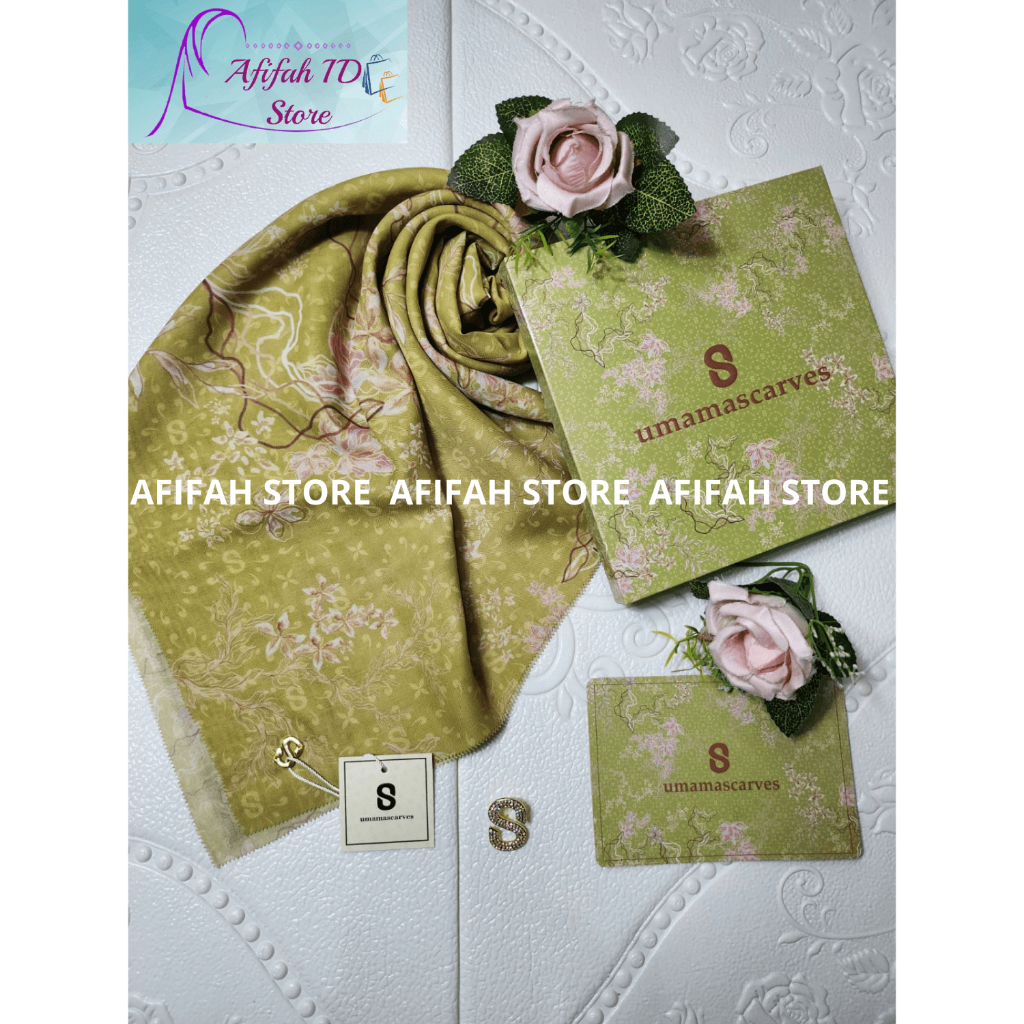 FREE BROS CANTIK Umama Scarves Jilbab Segiempat Motif Umama, Kerudung Voal Motif Digital Premium