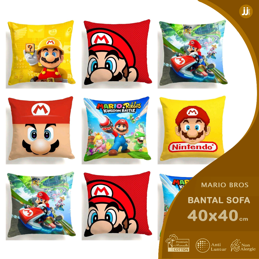 BANTAL SOFA PRINT MOTIF SUPER MARIO BROSS 40X40 CM