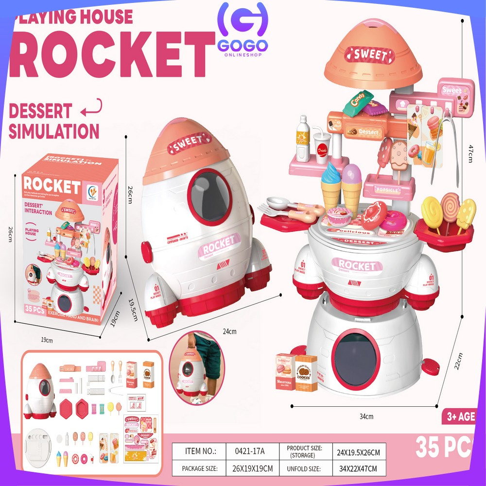 GOGO-M323 Mainan Masak Masakan Anak Pretend Play Set Motif Rocket / Mainan Edukasi Kitchen Set Kids Toys Fast Food Simulation / Makeup Playing House Unisex Import