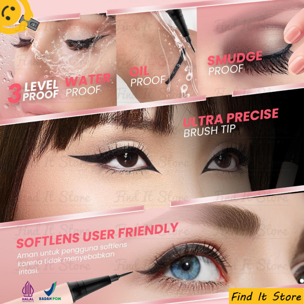 Hanasui Eye Makeup Series | Eyebrowtiful Pencil | Eyetractive Liner Pen | Pensil Alis | Eyeliner Spidol | ORIGINAL BPOM HALAL