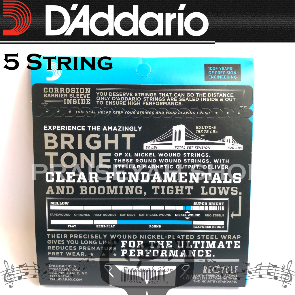Senar Bass EXL 170 5 String Daddario Original Elektrik EXL170 45 - 130