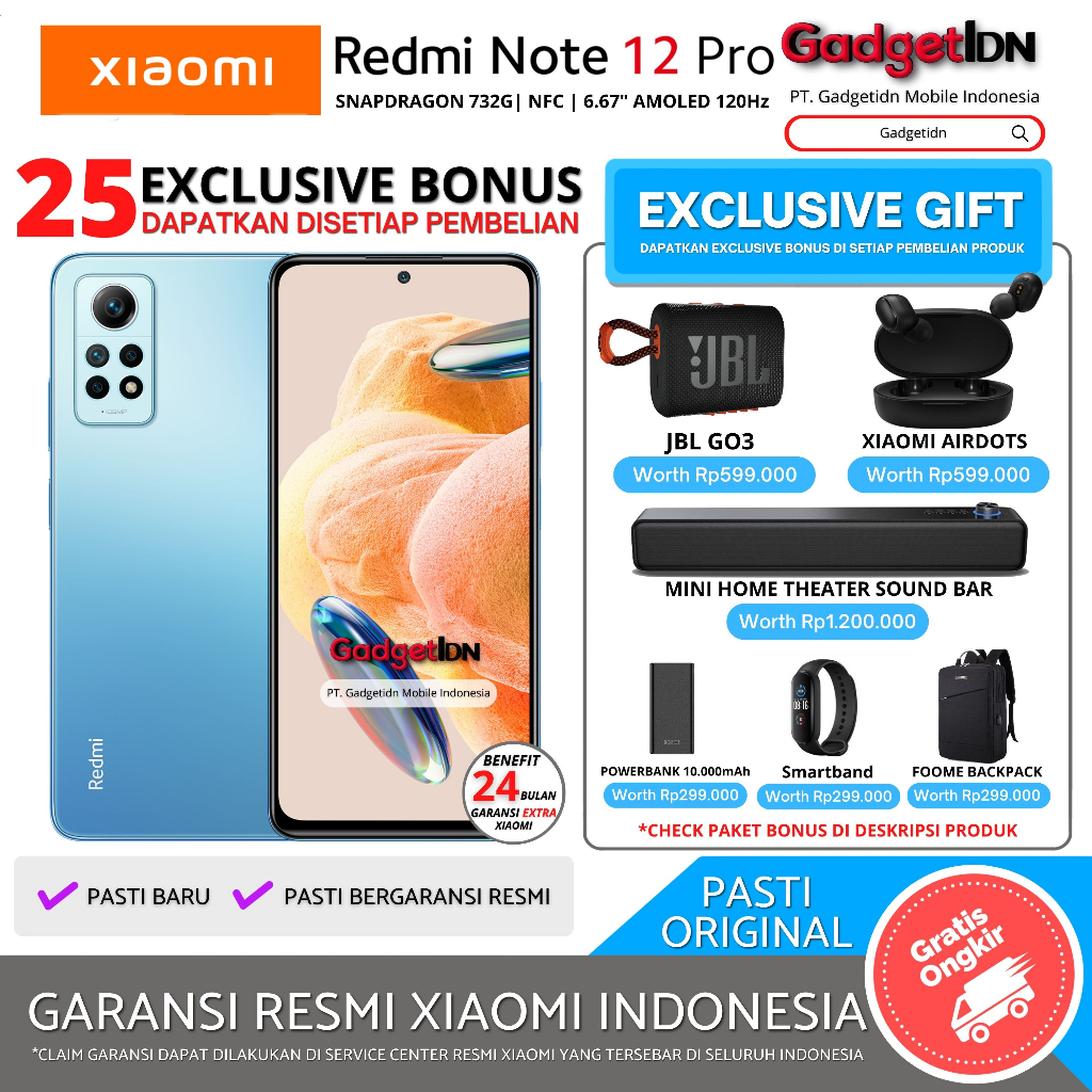 XIAOMI REDMI NOTE 12 PRO 4G NFC 6/128GB 8/128GB REDMI NOTE 12PRO GARANSI RESMI XIAOMI