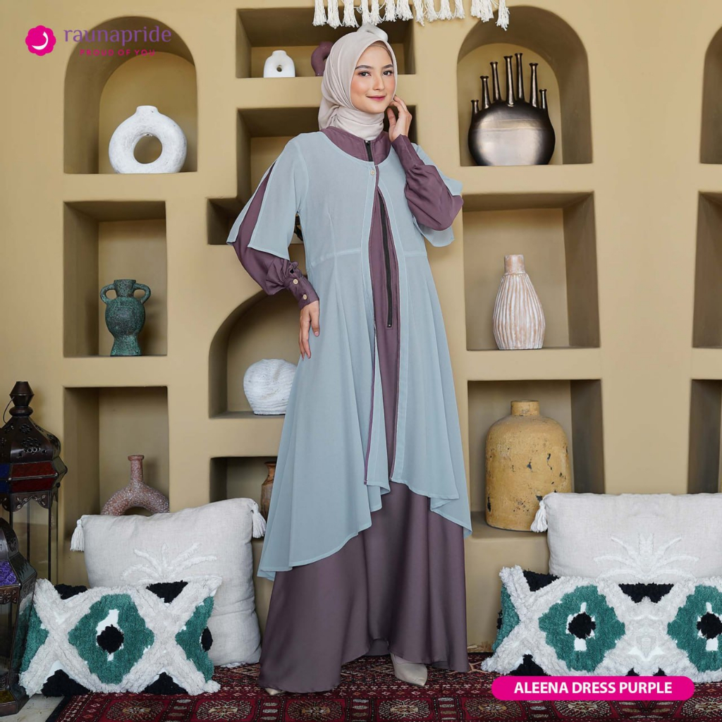 Baju Pesta Gamis Wanita  / Rauna  Aleena  Purple /  Fashion Muslim 2023