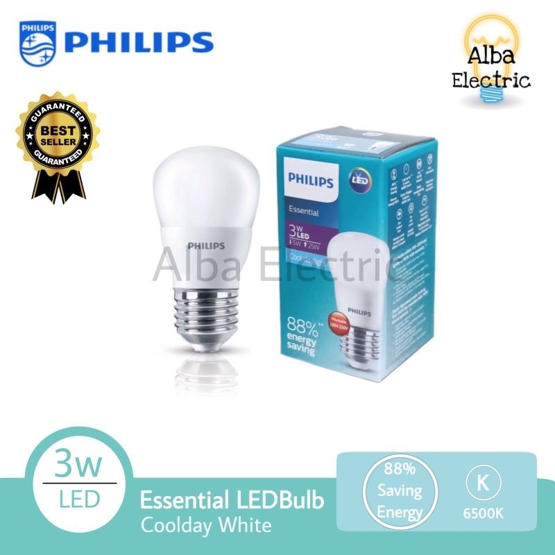 PHILIPS Lampu LED Essential 3 Watt Putih Lampu Kecil 3Watt Philips