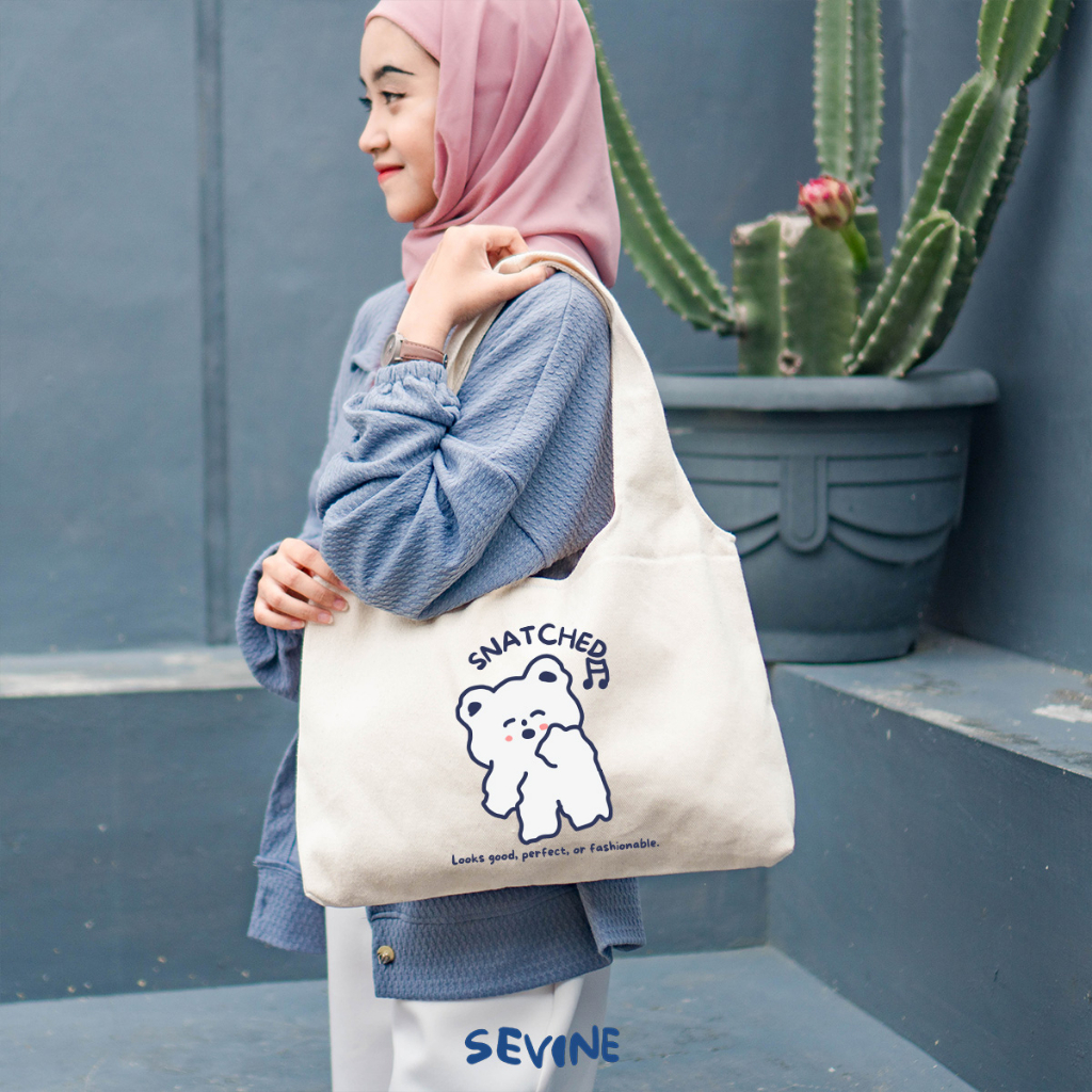 Sevine Tote Bag Kanvas Bonnie Tas Wanita Kuliah Fashion Laptop Sekolah Totebag Kerja Vintage Series - XY