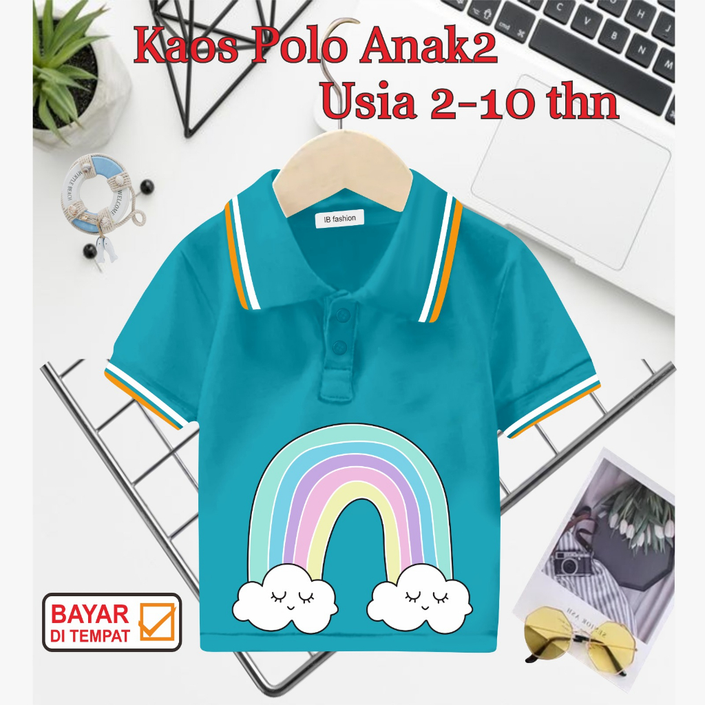 ((IB))KAOS ANAK2 KERAH POLO/RAINBOW DIGITAL SABLON