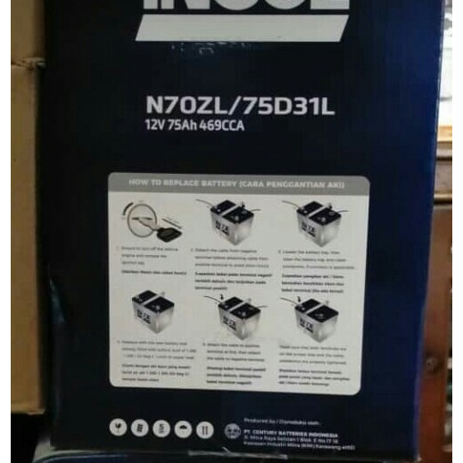 [Jabodetabek] Aki INCOE Premium N70ZL / 75D31L 12 V 75 Ah Aki Mobil Toyota Land Cruiser (Aki Basah T