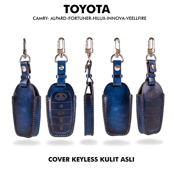 Jayuwan Cover Keyless Leather Untuk Type Mobil Toyota ALPHARD/CAMRY/HILUXS/VELVIRE  4 Tombol Free Ukir Logo Dan Nama