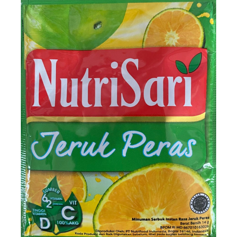 

NutriSari Aneka Rasa 11gr x 10Pcs (1 Renceng) Nutri Sari -jeruk peras