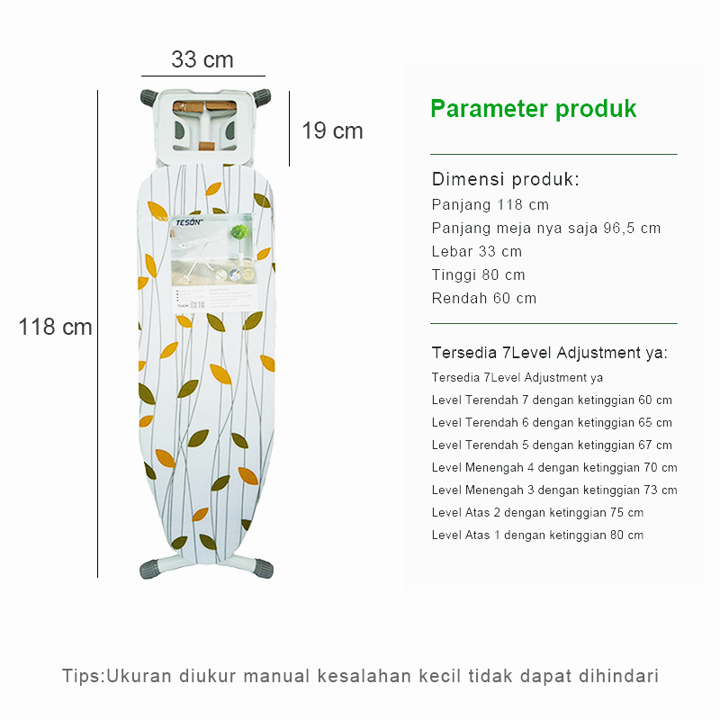 Meja Gosok Setrika Berdiri Lpat Adustable (Type A) / Papan Setrika Lipat Berdiri Besi Premium