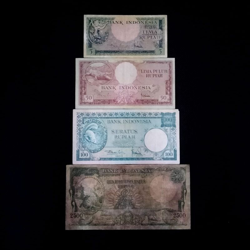Uang Kuno Seri Hewan 5, 50, 100 & 2.500 Rupiah 1957